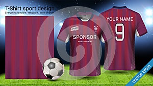 Soccer jersey and t-shirt sport mockup template, Graphic design for football kit or activewear uniforms