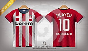 Soccer jersey and t-shirt sport mockup template, Graphic design for football kit or activewear uniforms