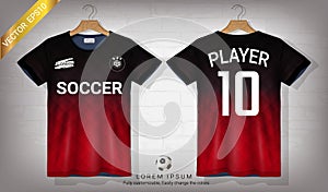 Soccer jersey and t-shirt sport mockup template, Graphic design for football kit or activewear uniforms