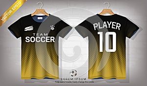 Soccer jersey and t-shirt sport mockup template, Graphic design for football kit or activewear uniforms.