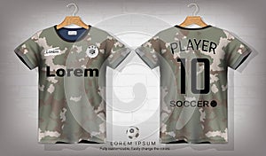 Soccer jersey and t-shirt sport mockup template, Graphic design for football kit or activewear uniforms.