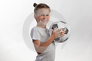 Soccer kid holding soccerball - invite to a youth soccer league