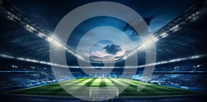 soccer light goal world arena green stadium game sport football. Generative AI.