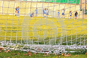 Soccer net in a football field