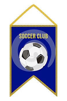 Soccer Pennant. Football Flag. Sport Pennon with Simple Emblem