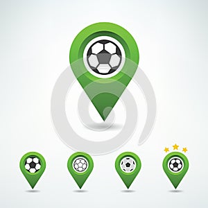 Soccer Pin. Location pointer. Vector illustration