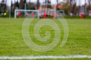 Soccer pitch with blurred players