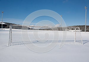 Soccer pitch in winter