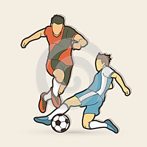 Soccer player action graphic vector.