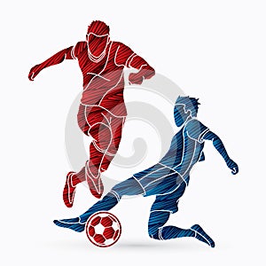 Soccer player action graphic vector