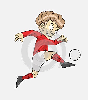 Soccer player action kick the ball