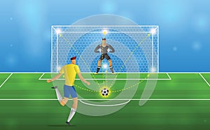 Soccer player in action Penalties on stadium background