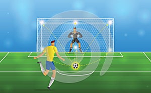 Soccer player in action Penalties on stadium background photo