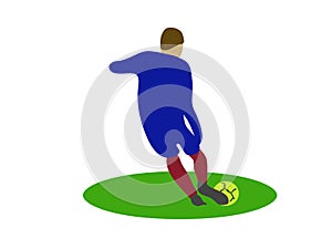 Soccer player with ball, hand drawing sketch in modern style. The man goes in for sports, physical activity. Vector illustration c