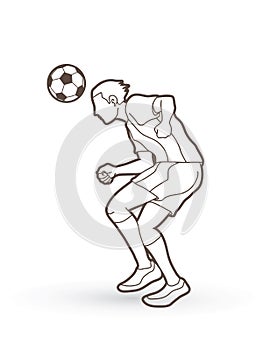 Soccer player bouncing a ball action graphic vector.