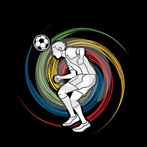 Soccer player bouncing a ball action graphic vector.