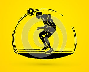 Soccer player bouncing a ball action graphic vector.