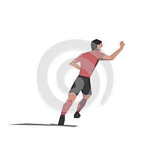 Soccer player celebrating goal, flat design illustration. Isolated vector drawing. Happy footballer running