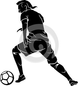 Soccer Player Dribble Silhouette Form