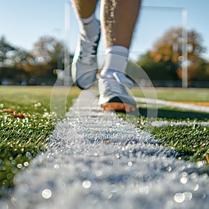 Soccer Player on Field at Sunrise Close-Up