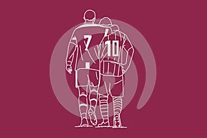 soccer player and football. Outline  illustration.