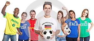 Soccer player from Germany with fans from other countries