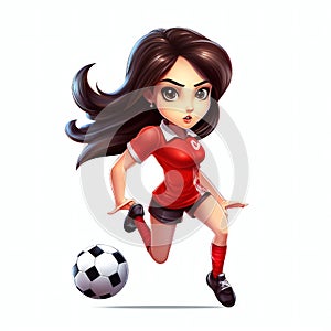 Soccer Player Girl Mascot on white Background