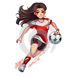 Soccer Player Girl Mascot on white Background