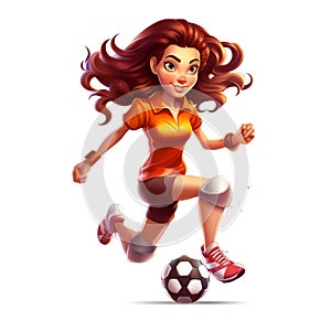 Soccer Player Girl Mascot on white Background