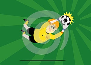 Soccer player goalkeeper catching ball