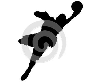 Soccer player, goalkeeper in jump jumping to catch the ball. silhouette