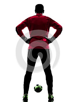 Soccer player goalkeeper man rear view silhouette