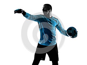 Soccer player goalkeeper man silhouette shadow isolated white background