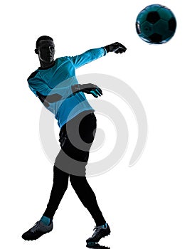 Soccer player goalkeeper man silhouette shadow isolated white background