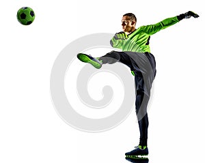 Soccer player goalkeeper man silhouette shadow isolated white background