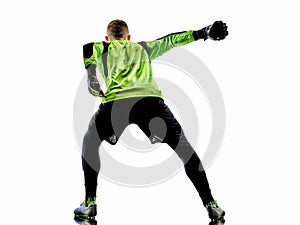 Soccer player goalkeeper man silhouette shadow isolated white background