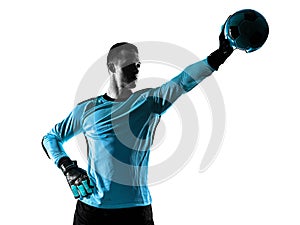 Soccer player goalkeeper man silhouette shadow isolated white background
