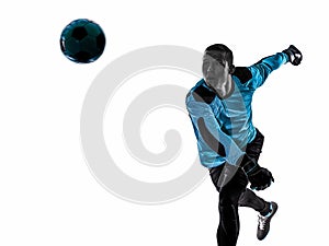 Soccer player goalkeeper man silhouette shadow isolated white background