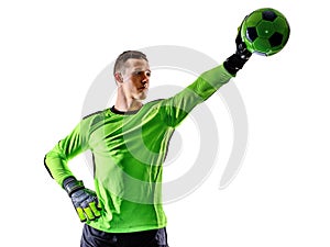 Soccer player goalkeeper man silhouette shadow isolated white background