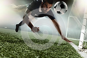 Soccer player heading a soccer ball