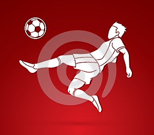 Soccer player hit the ball, Bicycle Kick