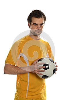 Soccer Player Holding Ball