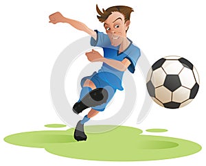 Soccer player kicking ball