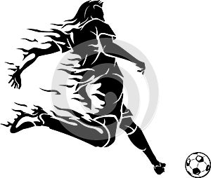 Soccer Player Kicking Ball Flame