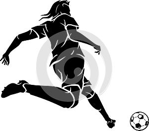 Soccer Player Kicking Silhouette Form