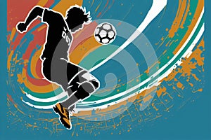 A soccer player kicking a soccer ball, painted with generative ai, splash effect