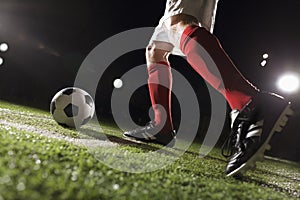 Soccer player making a corner kick