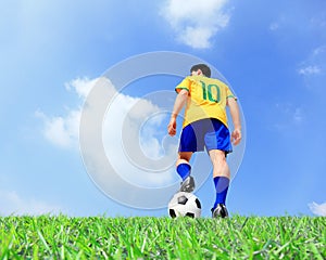 Soccer player man with ball