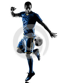 Soccer player man silhouette isolated