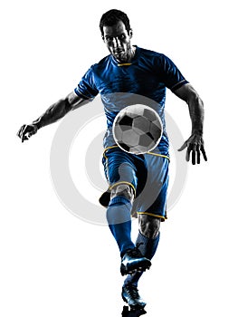 Soccer player man silhouette isolated